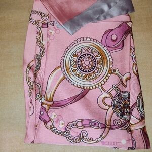 Pink and Gold Patterned Scarf